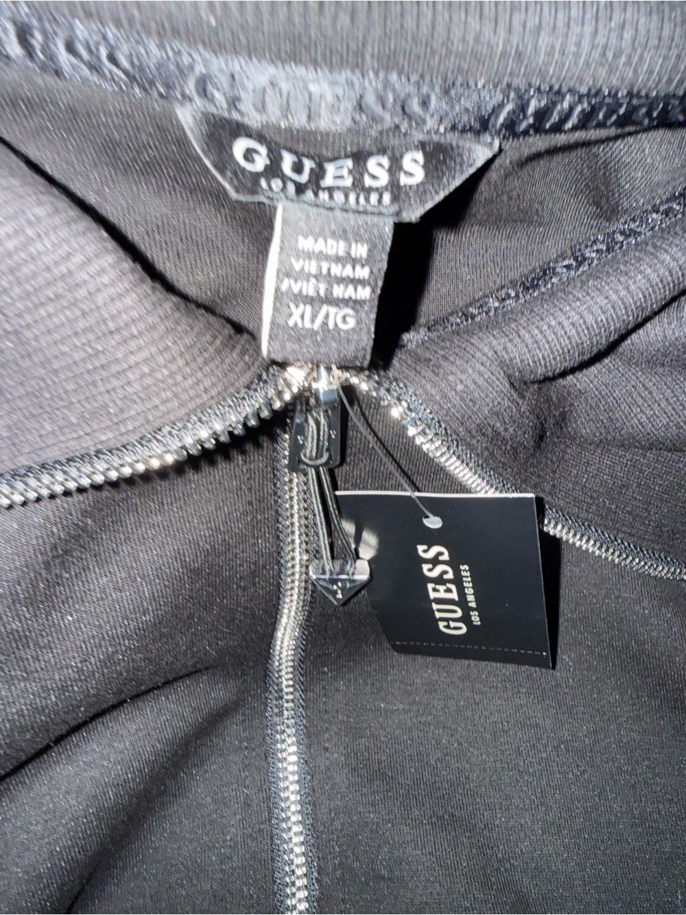 Guess Black Zip-Front Sweatshirt with White Logo